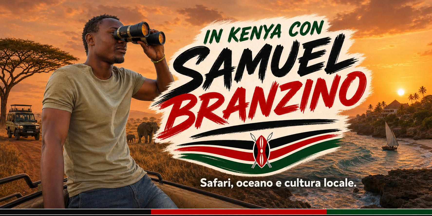 In Kenya with Samuel Branzino, featuring safari, ocean and local culture